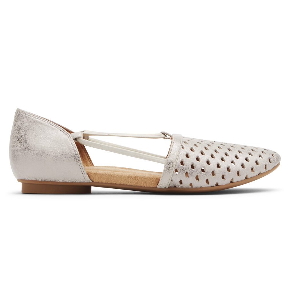 Rockport Womens Reagan Perforated - Flats White - EPV419230